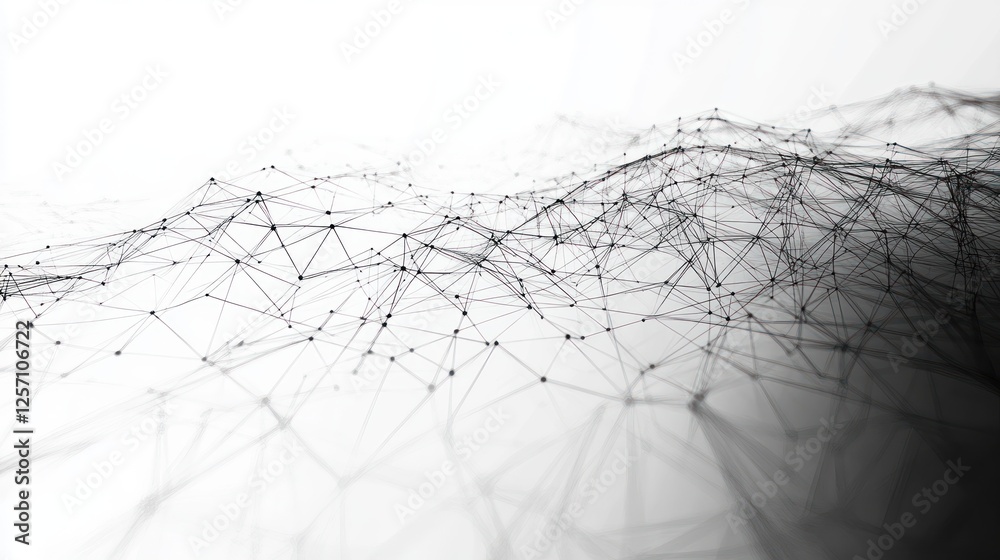 Poster monochrome network lines abstract representation dynamic wave visuals digital art blockchain technol