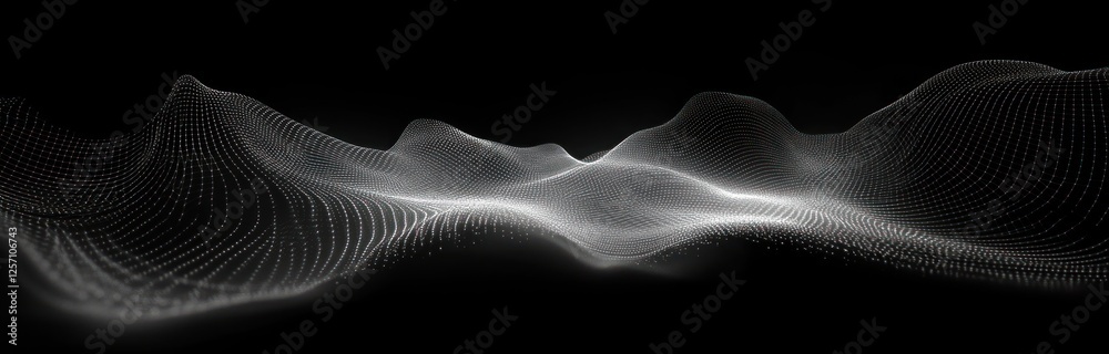 Poster monochrome abstract wave patterns dynamic flowing curves 3d visualization