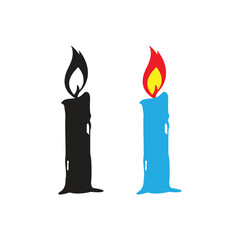 Candle light vector illustration, isolate image in white background.