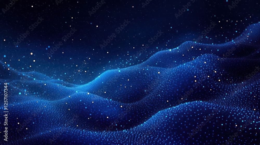 Aufkleber abstract blue wave pattern digital art technology visualization futuristic background