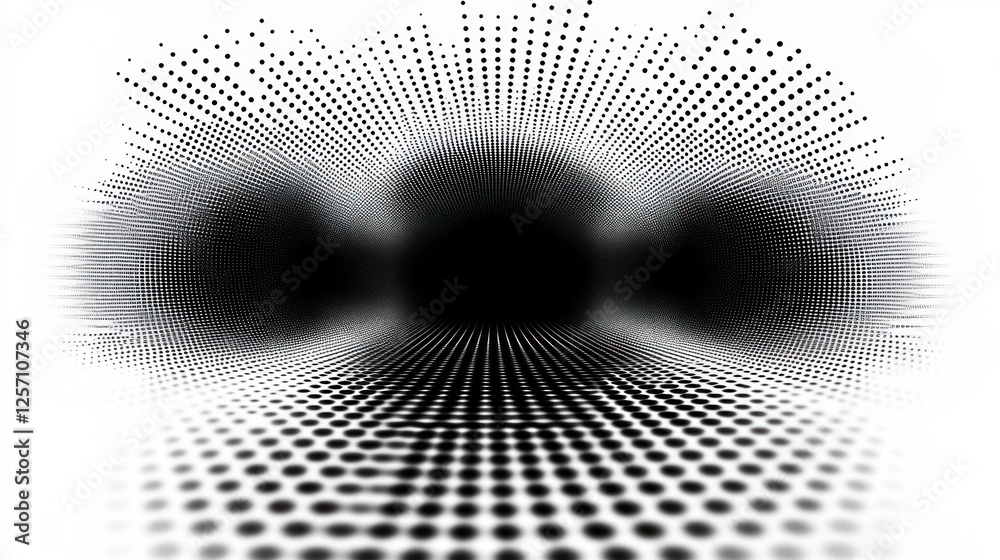 Aufkleber halftone circle gradient dotted patterns minimalist black and white design graphic art