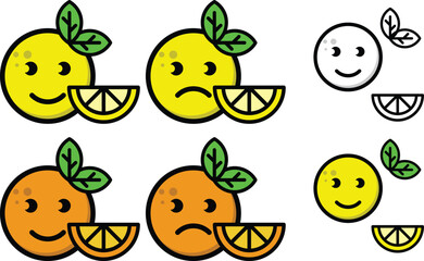 Cartoon illustration of cute citrus fruits