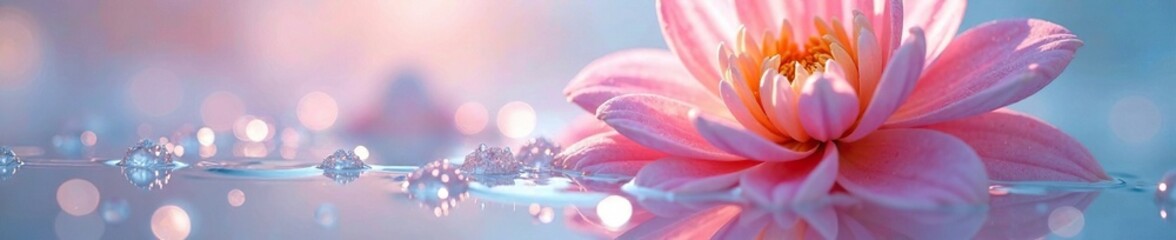 Fototapeta premium Ethereal petals suspended in a crystal clear liquid, frozen dahlia, milk, flower