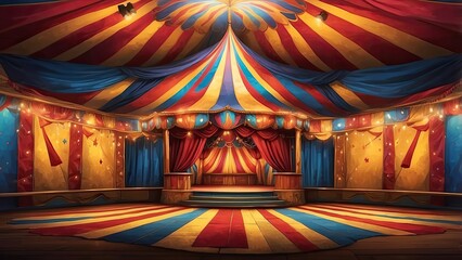 1. **Twinkling Lights and Colorful Circus Tent Background with Space for Copy**