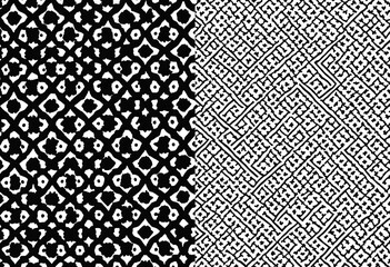 Seamless Two-Sided Monochrome Pattern: Reversible Design for Fabric, Wallpaper, and Digital Backgrounds, Featuring Continuous and Geometric Elements for Versatile Applications.

