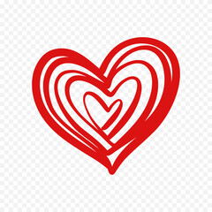 Doodle hand drawn heart drawing on white background