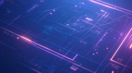Obraz premium Digital grid patterns with neon accents abstract background. Emphasizing high-tech and futuristic aesthetic. Ideal for tech projects.