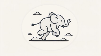 Stylized Flat Illustration of an Elephant