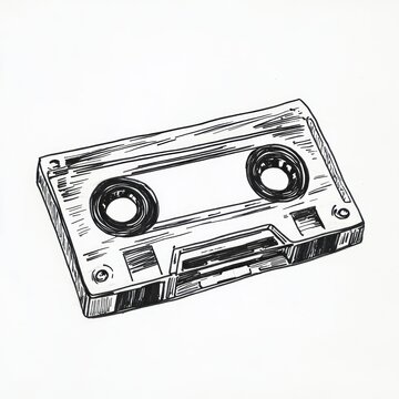 recommend clip art: Hand Drawn Sketch Of A Vintage Audio Cassette Tape