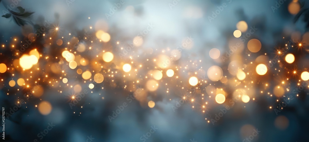 Poster golden bokeh lights abstract background with soft focus and blurred effects for glamorous celebratio