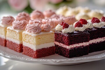 Delicious assortment of gourmet cake slices on plate