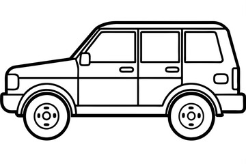 SUV Outline Vector Sketch