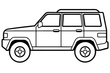 SUV Outline Vector Sketch