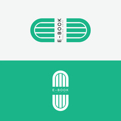 Book Logo Letter E Education. Flat Vector Logo Design Template Element. E-book logo, abstract letter E of books,