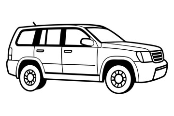 SUV Outline Vector Sketch