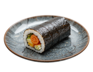 close up of sushi pieces. A typical Japanese food made from rice wrapped in nori with various kinds of fillings. isolated on transparent or white background
