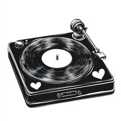 A Stylish Vintage Turntable With Hearts Design
