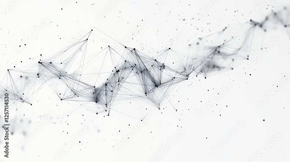 Fototapete Abstract Geometric Shapes Network Connection Structure Digital Background 3D Rendering Big Data Visualization