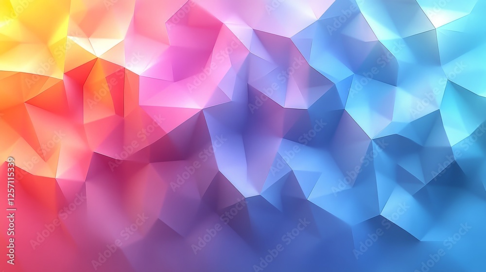 Poster Abstract Polygonal Gradient: A Mesmerizing Display of Geometric Shapes and Vibrant Colors, Creating a Futuristic and Eye-Catching Background