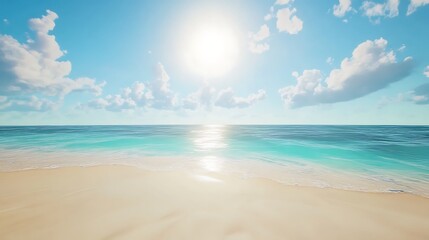 Obraz premium Sparkling beach radiant ocean waves blue skies sunny day scenery