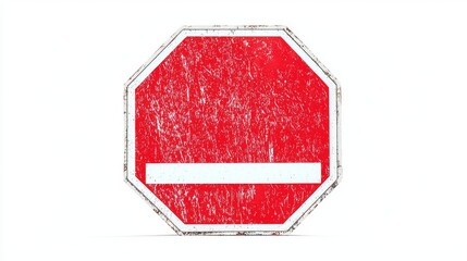 Vintage Hexagonal Reflective Traffic Sign with Scratches and Wear