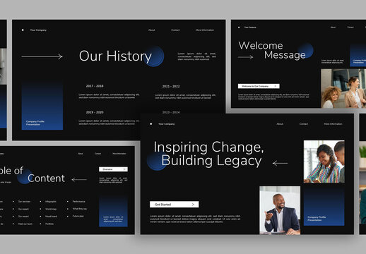 Black White Blue Modern Technology Company Profile Presentation