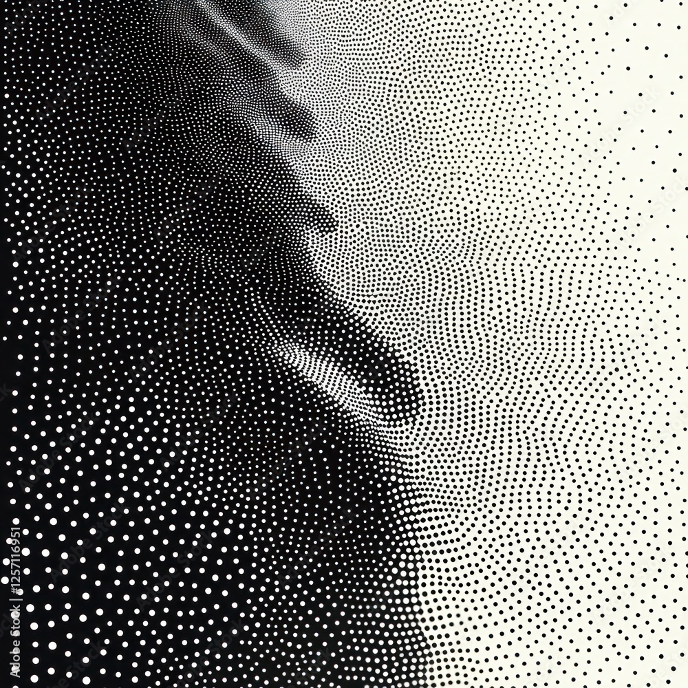 Aufkleber Black to White Gradient Dot Pattern Background with Pointillism Style Texture and Soft Backlighting