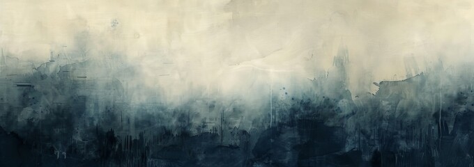 Abstract Landscape Background With Serene Blue And Beige Watercolor Textures. Modern, Minimalist Art For Creative Projects.