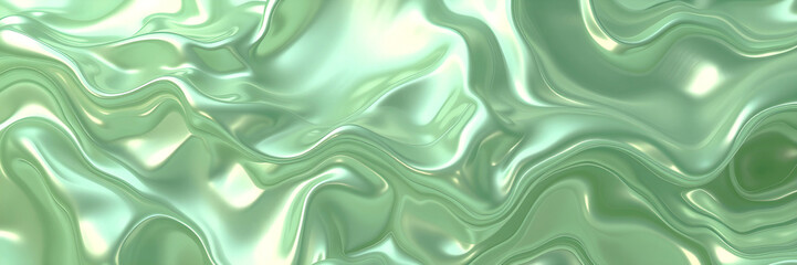 Obraz premium Wavy green pearl nacre iridescent texture. Pearlescent liquide background 