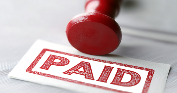 Stamp that says PAID and the stamper that made it Isolated on white background PNG.AI GENERATED