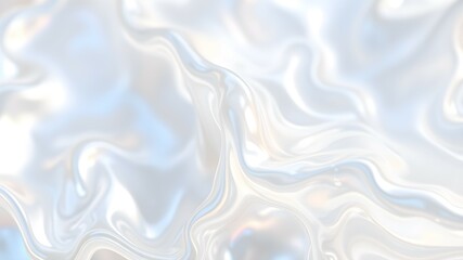 Obraz premium Wavy white pearl nacre iridescent texture. Pearlescent fluid background 
