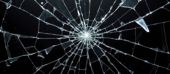 Obraz premium broken glass, overlay on black background