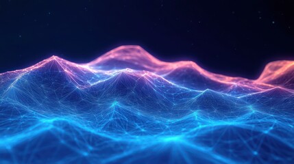 Futuristic 3D Abstract Landscape Big Data Visualization Technology Cybersecurity Digital Art