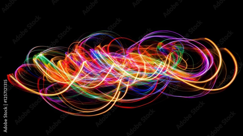 Leinwandbilder abstract light trails forming a tunnel of neon colors, creating a dynamic and futuristic sense of hi