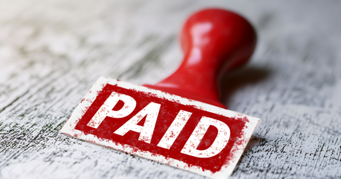 Stamp that says PAID and the stamper that made it Isolated on white background PNG.AI GENERATED