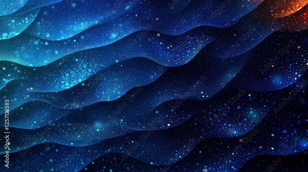 Aufkleber abstract digital pattern deep blue teal wave flow futuristic visualization