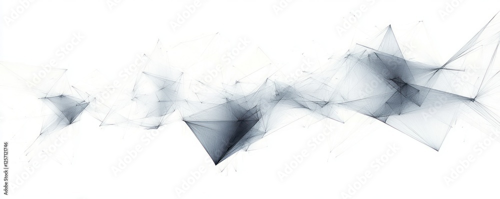 Aufkleber Abstract Geometric Structure Network Design in White with Dynamic Composition and Soft Lighting