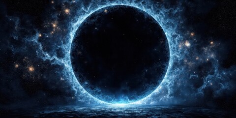 an image of a black hole with a bright blue light