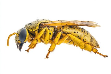 Obraz premium Yellow Jacket Bee The insect's back is visible, full body shot, Close-up View, isolated on white background