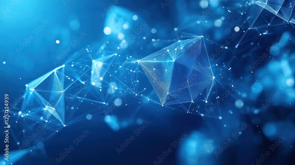 Poster Abstract Digital Blue Background Geometric Shapes Data Visualization 3D Network Triangles Plexus Art