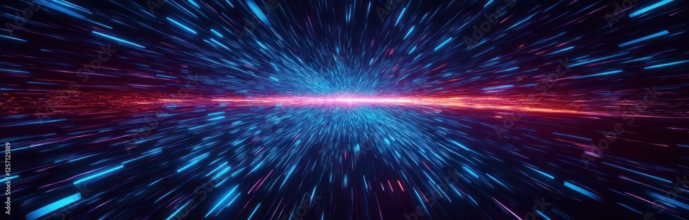 Poster Futuristic Light Burst Abstract Background with Dynamic Motion and Star Trails