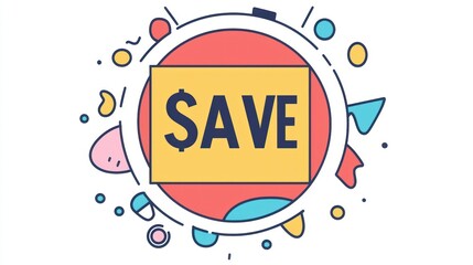 Creative Illustration of Save Money Concept with Colorful Elements