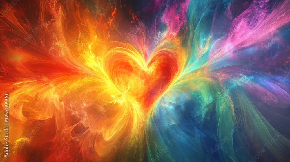 Fototapete a colorful heartbeat graph flowing smoothly across a digital display, representing the life force an