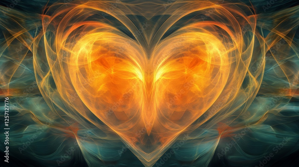Poster A creative visualization of heart waves morphing into abstract shapes, representing the life force and rhythm in a colorful and energetic manner