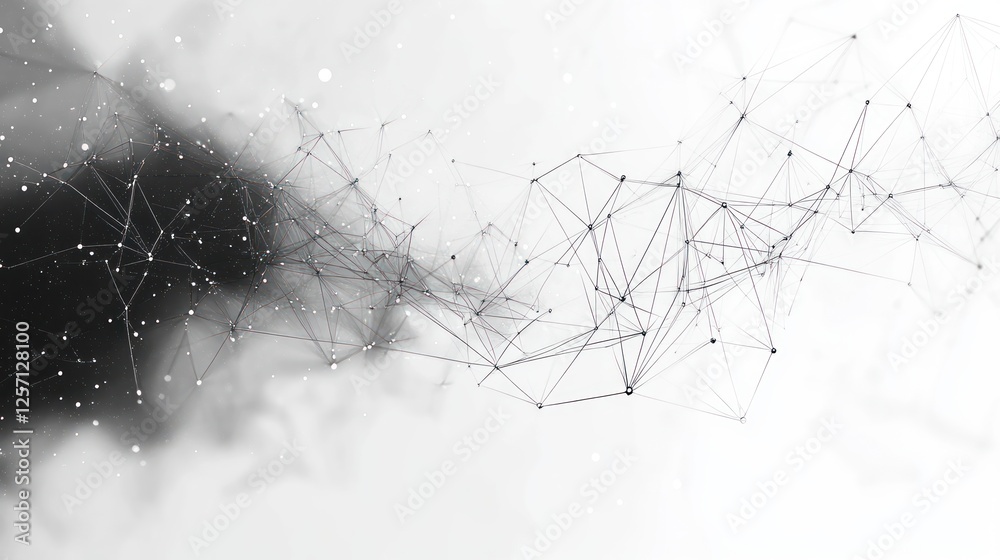 Fototapete Abstract Geometric Shapes Network Connection Structure Three Dimensional Digital Background