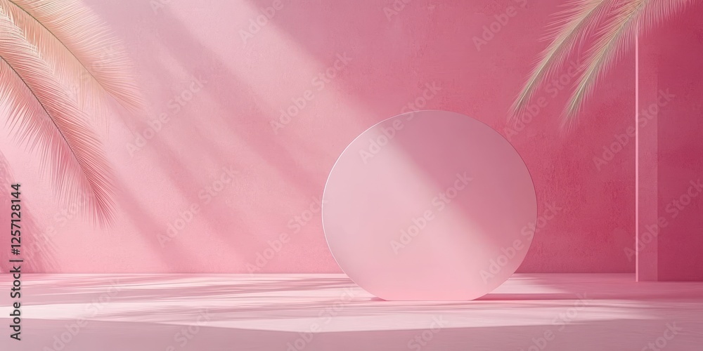 Poster Minimal Abstract Shape on Pink Background for Product Branding Presentation