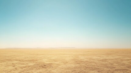 Fototapeta premium Expansive Desert Landscape Under a Pale Blue Sky