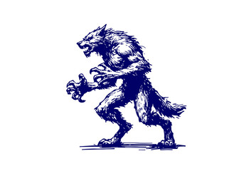 Werewolf hand drawn sketch vector