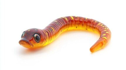 Naklejka premium Fishing lure, plastic worm, vibrant colors, isolated white background. Possible use stock photo for fishing supplies