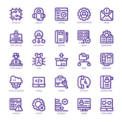 Tech Support Icon pack for your website, mobile, presentation, and logo design. Tech Support Icon basic line gradient design. Vector graphics illustration and editable stroke.